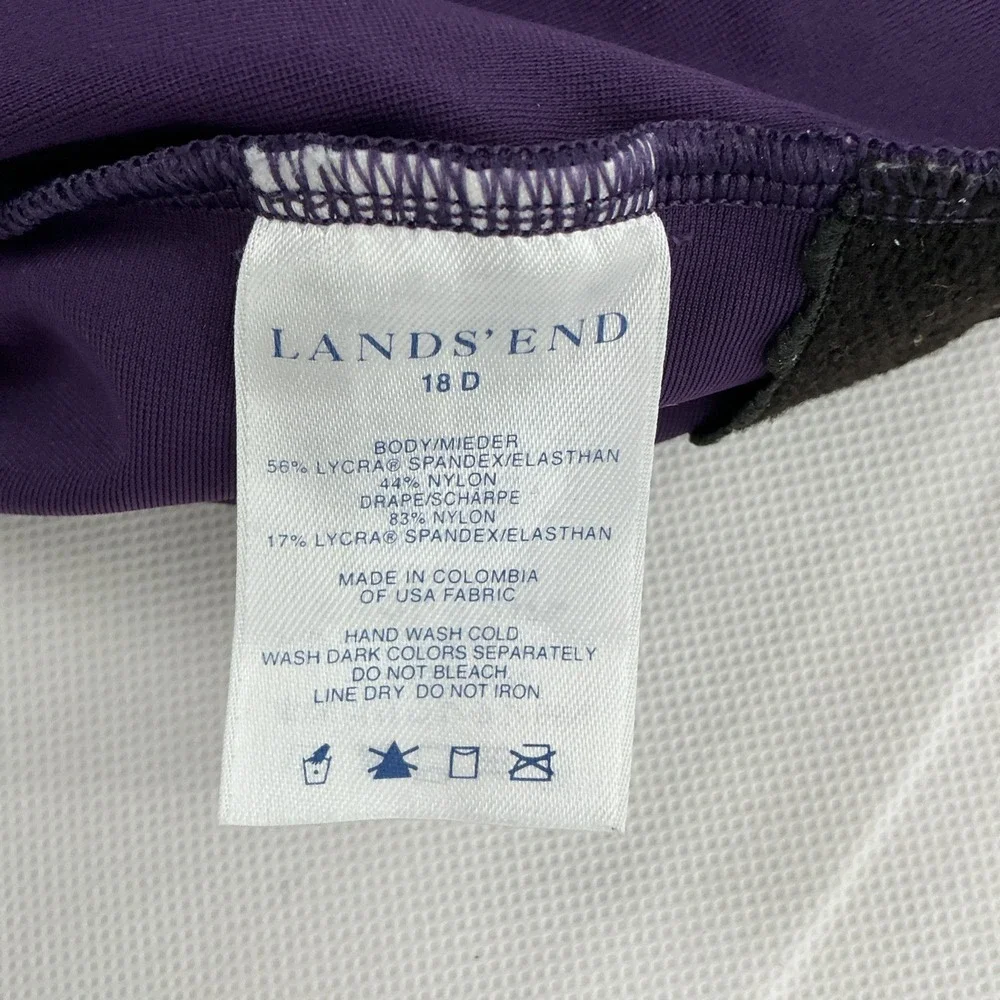 Lands' End Slender Carmela Tummy Control One-Piece Swimsuit Size 18D Purple